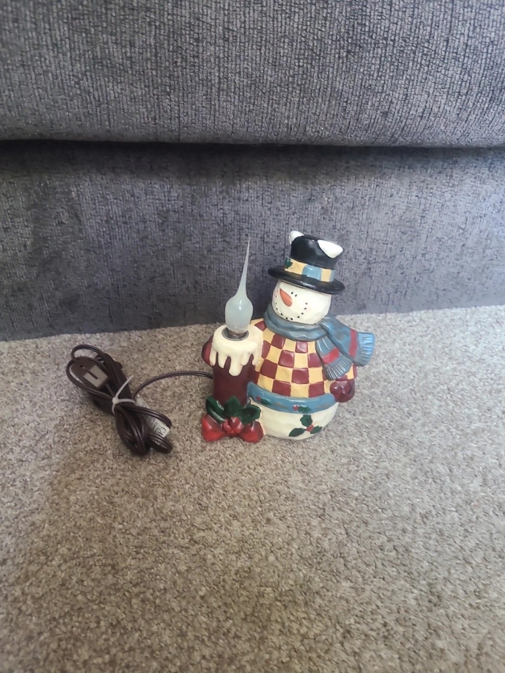Hand-Painted Ceramic Snowman Nightlight- Multicolor